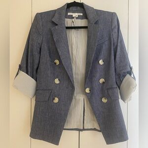 Veronica Beard Blue Linen/Poly Suit with blazer and matching pants